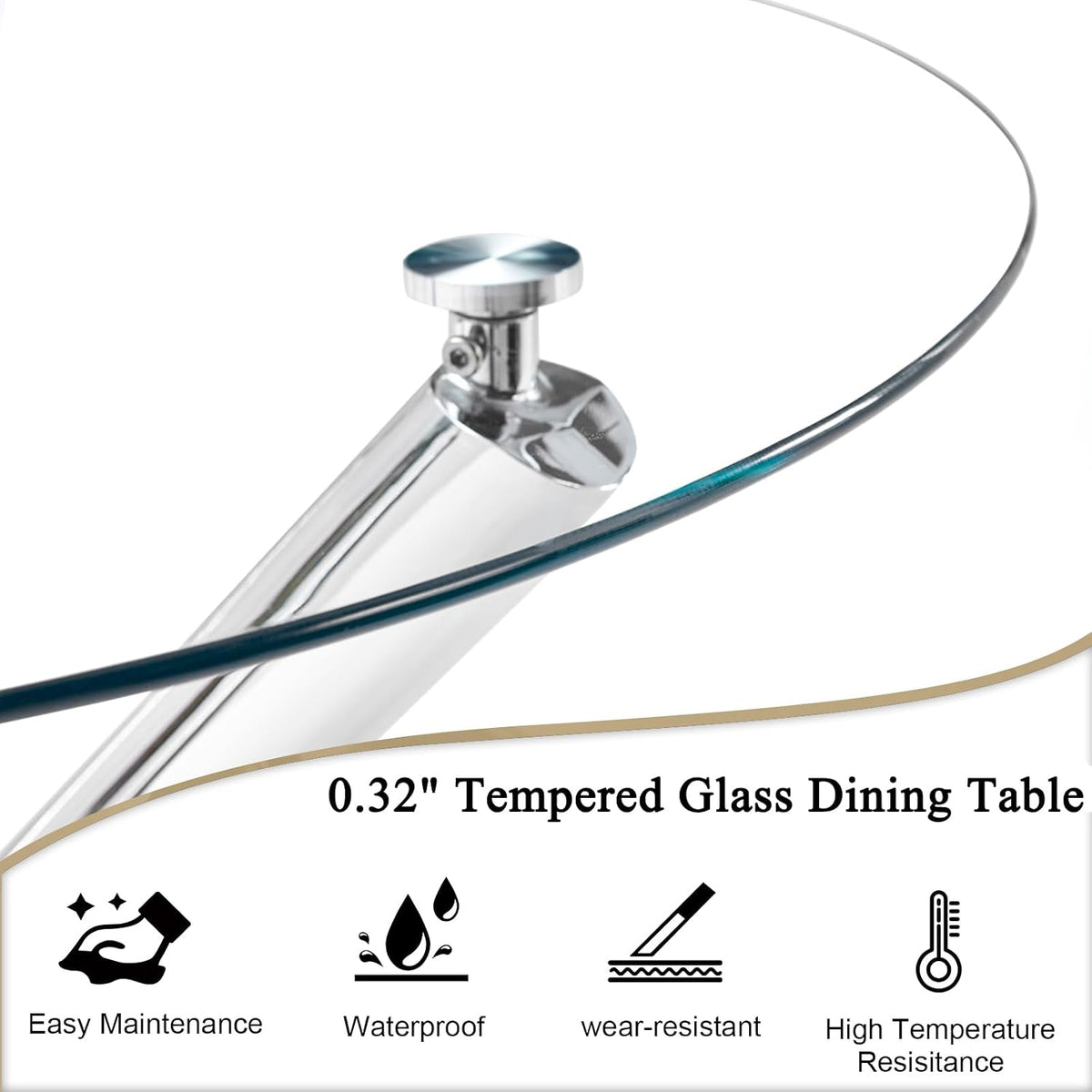 Modern Round Dining Table for 2 4 People, 36 in Glass Kitchen Dining Room Table with Silver Metal X-Shaped Legs, Space Saving Circle Dinner Tables for Dining Room, Kitchen, Living Room
