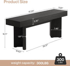 Tribesigns Wooden Entryway Bench, 47" Farmhouse Indoor End of Bed Bench, Long Dining Benches Seat for Bedroom, Dining Room, Hallway, Foyer (Black)