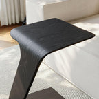 POVISON Modern C-Shaped Side Table Set with Wheels, 15" End Table for Small Spaces, Couch Tables that Slide Under, C Shaped Side Tables Living Room and Bedroom for Sofa, Bed,Chair,Black