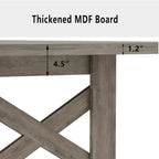 Takywep 71" Large Dining Table for 6-8, Farmhouse Wooden Kitchen Table with Sturdy Triangular Legs, Thick Rectangle Tabletop, Heavy-Duty Base for Dining Room, Apartment, Kitchen, Rustic Gray