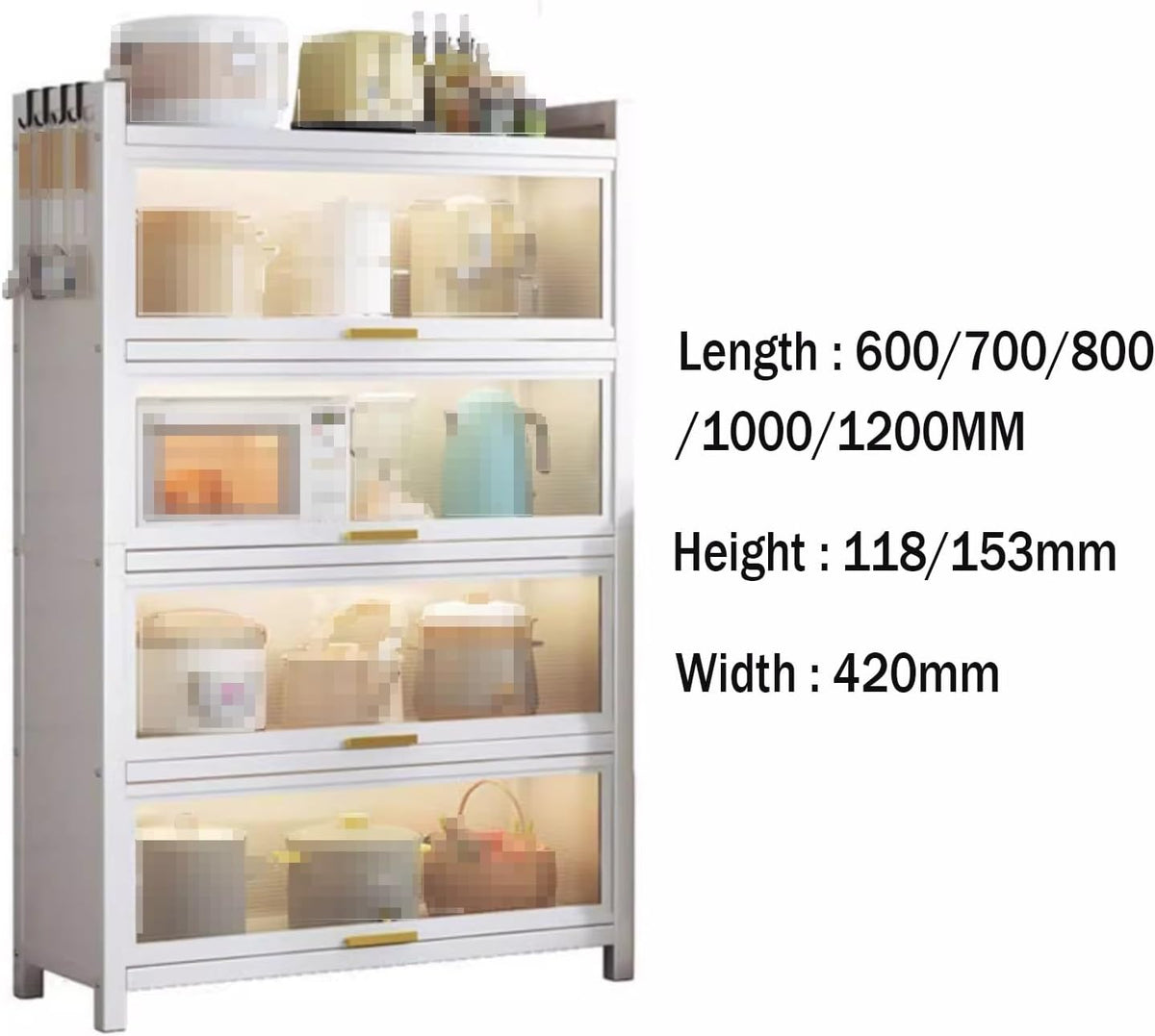 Pantry Cabinets for Kitchen Storage, Made of Carbon Steel Single Layer can Support 200 Pounds, Kitchen Pantry Cabinet for Kitchen Living Room Balcony(White,100 * 42 * 153cm)