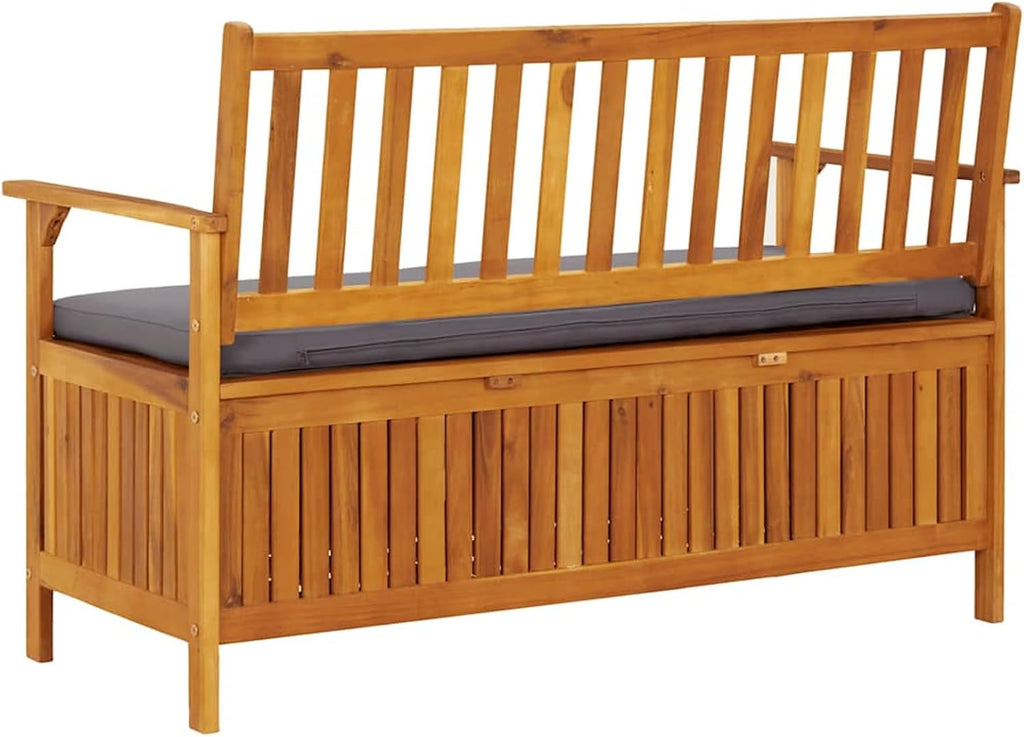 Gecheer Garden Storage Bench, 120 cm Solid Acacia Wood Patio Seating with Storage Compartment for Outdoor Garden and Patio