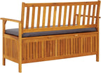 Gecheer Garden Storage Bench, 120 cm Solid Acacia Wood Patio Seating with Storage Compartment for Outdoor Garden and Patio