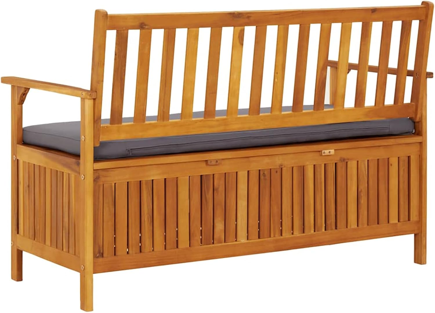 Gecheer Garden Storage Bench, 120 cm Solid Acacia Wood Patio Seating with Storage Compartment for Outdoor Garden and Patio