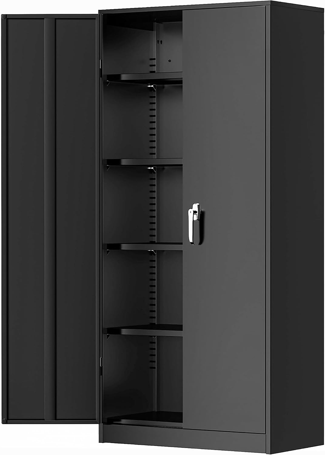 Greenvelly 72" H Metal Storage Cabinet, 36" W x 18" D Black Metal Cabinet with 2 Doors and 4 Adjustable Shelves,Locking Cabinets for Office, Home, Garage, School