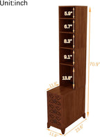 KEIKI End Table with 3 Drawers, Corner Table with 4 Open Shelves, Tall Side Table for Living Room, Bedroom and Corner