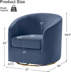 HULALA HOME Swivel Accent Chair with Gold Metal Base, Set of 2 Contemporary Velvet Curved Swivel Barrel Chair, Upholstered Club Armchair, Leisure Single Sofa for Living Room, Bedroom(Slate-Blue)