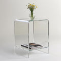 Clear Acrylic End Table/Nightstand,22" H Sleek and Durable Bedside Storage. Ideal for Bedrooms, Living Rooms, and Modern Interiors. (2 Tier- Bottom)