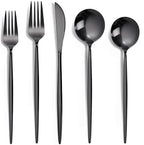 NOCCUR 40-Piece Stainless Steel Black Silverware Set for 8 - Black Utensils Set Include Knives Spoons and Forks for Home&Party