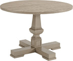 ROME + OAK Rumson Modern Dining Table, 44-Inch Round Tabletop with Sturdy Pedestal Base, Rustic Beige - Natural Wood Furniture Piece for Homes