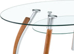 62.87" Glass Dining Table for 4-6, Modern Oval Dining Room Table with 0.39" Tempered Glass Top and Storage Shelf, Kitchen Dinner Table with Silver Electroplated Metal & Solid Rubber Wood Legs