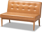 Faux Leather Corner Sofa Bench, Walnut Wood Finish, 2-Piece Dining Set