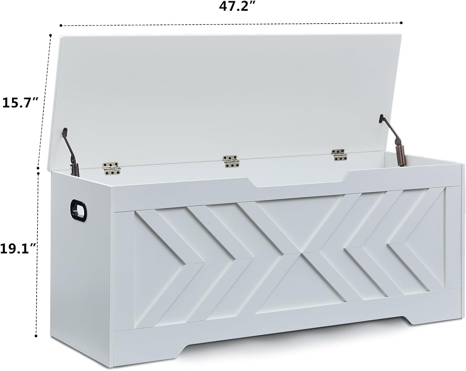 47.2” Storage Bench,Extra Large Wooden Storage Chest with 2 Safety Hinges,entryway Bench,Blanket Storage,Shoe Storage Bench for Entryway,Bedroom,Living Room,Easy Assembly. (White)