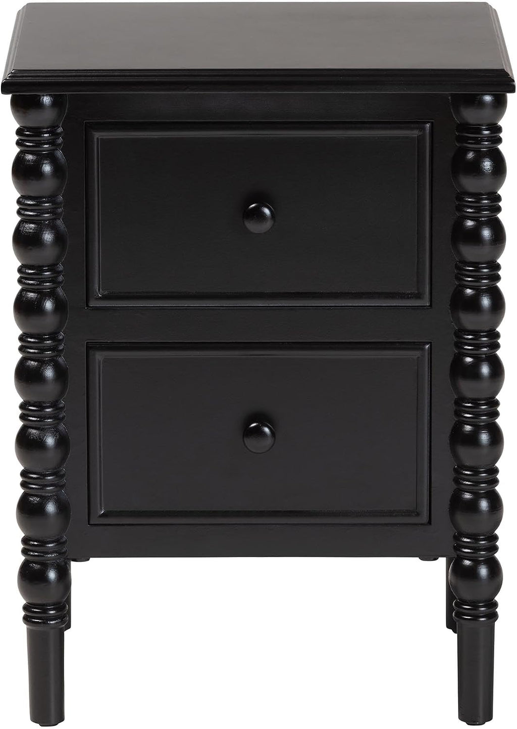 Baxton Studio Malinda Classic Black Wood 2-Drawer End Table with Spindle Legs