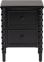 Baxton Studio Malinda Classic Black Wood 2-Drawer End Table with Spindle Legs