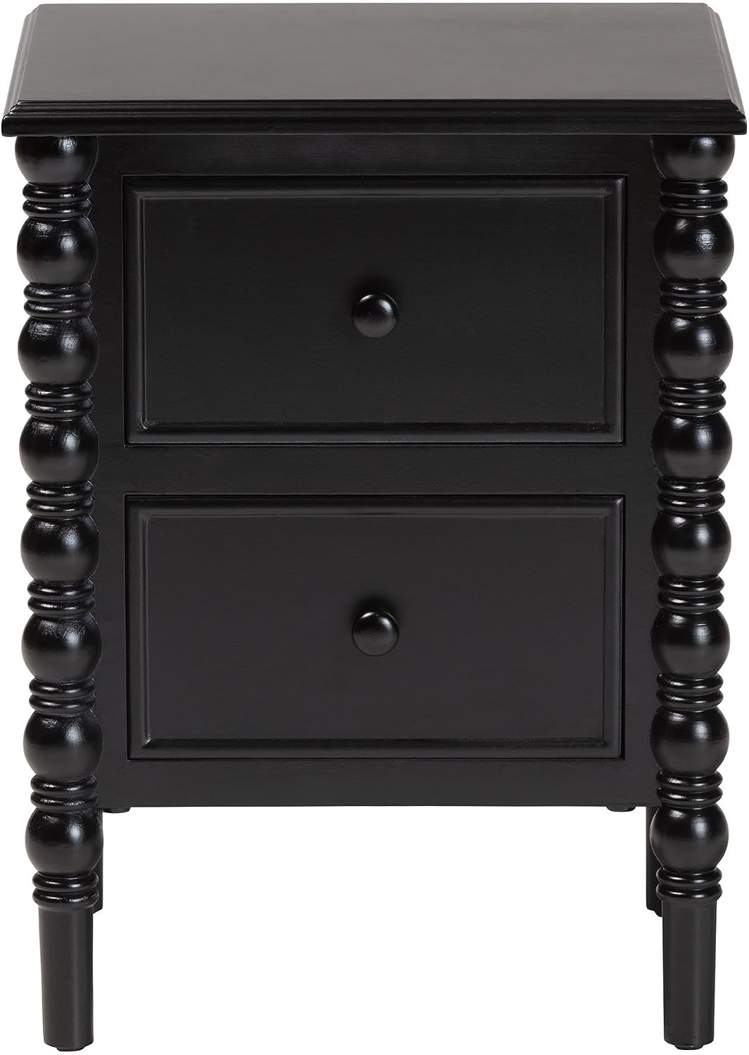 Baxton Studio Malinda Classic Black Wood 2-Drawer End Table with Spindle Legs