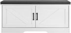 VEVOR Shoe Storage Bench with Padded Cushion & 2 Barn Doors, Entryway Bench 39.4 x 14.0 x 18.1 Inches, for Entryway, Hallway, Living Room, Bedroom