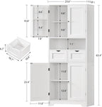 TEENFON Kitchen Pantry Cabinet with Adjustable Shelf, Tall Storage Cabinet with 2 Drawers & 4 Door Shelves, Food Pantry Cabinets, for Kitchen, Dining Room, Living Room, White