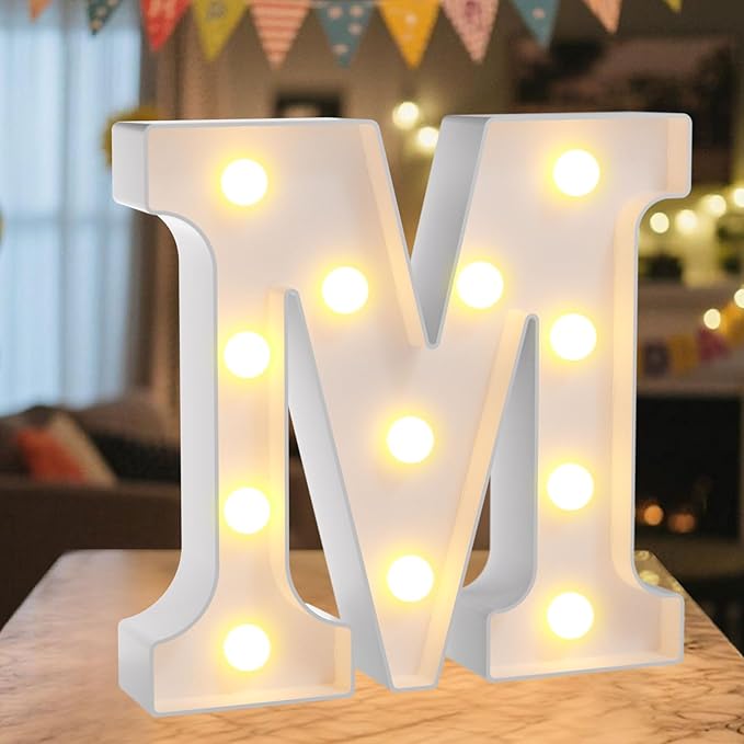 LED Marquee Light Up Letters Sign - Lighted Letters Alphabet for Birthday, Graduation, Bar Wall & Table Party Decor, Wedding Anniversary and Christmas Decorations, Letter M