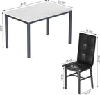 Hooseng Dining Table Set for 4, Faux Marble Small Kitchen Table with 4 PU Leather Chairs, Modern 5 Piece Dinner Table Set for Dining Room, Breakfast Nook, Samll Space, White & Black