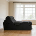 Chaise Lounge Chair for Yoga, Chaise Lounge with Headrest, Waist Pad, Foot Pad, Washable Cover Side Pockets Non-Slip Bottom, Yoga Chair for Relaxation Stretching (Black, Large)