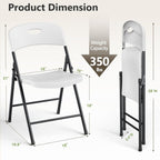 Folding Chairs 4 Pack, Outdoor White Folding Chairs for Outside Indoor, Portable 350 lbs Capacity Heavy Duty Plastic Metal Foldable Chairs Commercial Seating for Picnic, Party, Patio