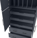 Farmhouse Freestanding Kitchen Pantry, 72.6''H Tall Wooden Kitchen Storage Cabinet with 2 Doors, Pull-out Trays, 2 Drawers and Cake Pan Storage Organizer for Dining Room Living Room (Grey-1.12)