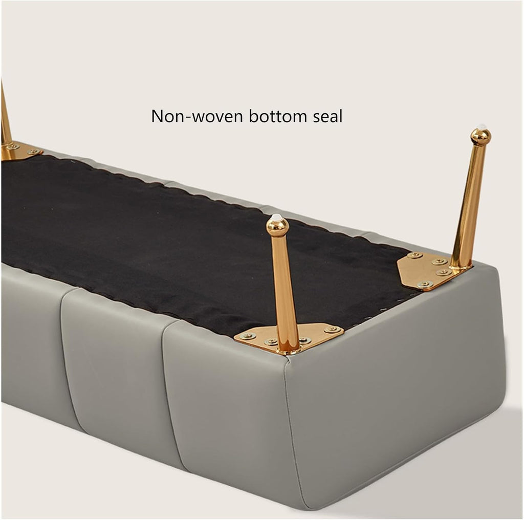 Modern Stitched Upholstered Bedroom Benches with Gold Legs, Entryway Bench Footrest Dining for Living Room, Gray Entryway(120 * 45 * 45cm)