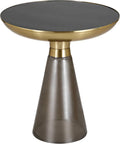 LeisureMod Side Table, Mid-Century Modern Accent End Table with Round Tempered Glass Top & Brushed Gold Iron Pedestal Base, for Small Spaces, Living Room, Coffee, Bedroom, Hyalus Collection in Smoke