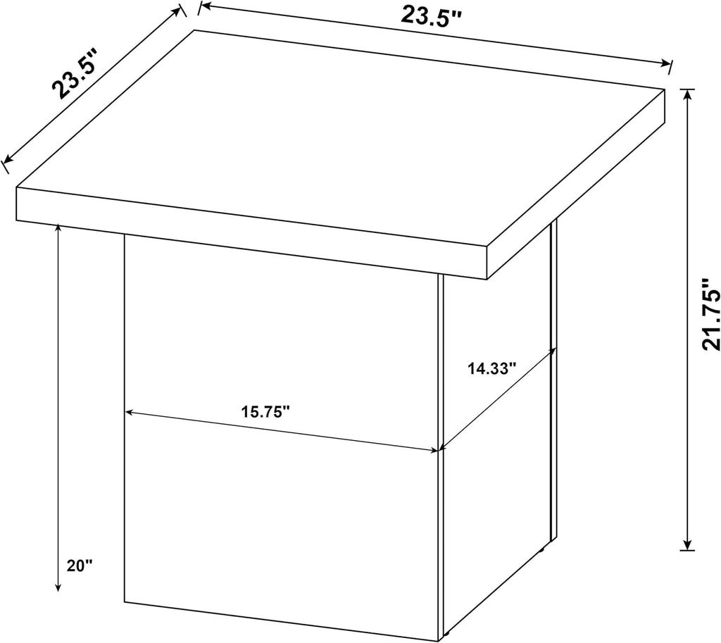 Coaster Home Furnishings - Devar - Wood - Square End Table with Thick Top, Plinth Base, and Blocky Frame - Living Room - 23.5-Inch - Black - 706277