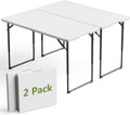 4FT Folding Table 3 Levels Adjustable Height, Heavy Duty Fold-in-Half Portable Table, 400 lbs Capacity Foldable Table for Party Dining Camping Events Picnic Outdoor Indoor Use, 2 Pack