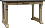 Cashew Finish Kitchen Island with Hickory Veneers and Functional Drawer | Scalloped solid wood top with hickory veneer