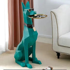 Dog Sculpture Standing Statue Coffee Table with Tray & Storage, Modern Art Resin Dog Sculpture, Cute Side Table for Living Room(Green,Medium)