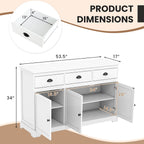 COSTWAY Sideboard Buffet Cabinet with Storage, Modern Coffee Bar Station with Drawers, Doors and Adjustable Shelves, Wooden Kitchen Storage Cabinet for Room (White)
