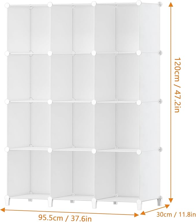 HOMIDEC Closet Organizer, 12-Cube Closet Organizers and Storage, Portable Closet Shelves, Clothing Storage (White)