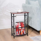 Side Table,Narrow End Table for Small Spaces,Snack Couch Table with Holder,Nightstand for Living Room,Bedroom,Office,Bathroom,Balcony (Coffee)