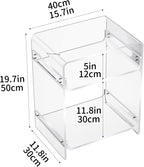 Acrylic End Table Record Player Table with Storage Shelf Clear Side Table Nightstand (15.7x19.7x11.8) (Clear)
