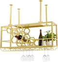 39" Ceiling Wine Rack Gold, Metal Hanging Bottle Rack with Guardrail | Honeycomb Structure Wine Shelf | 150Lbs Capacity | for Home, Hotel, Restaurant, Bar, Cafe, Cellar