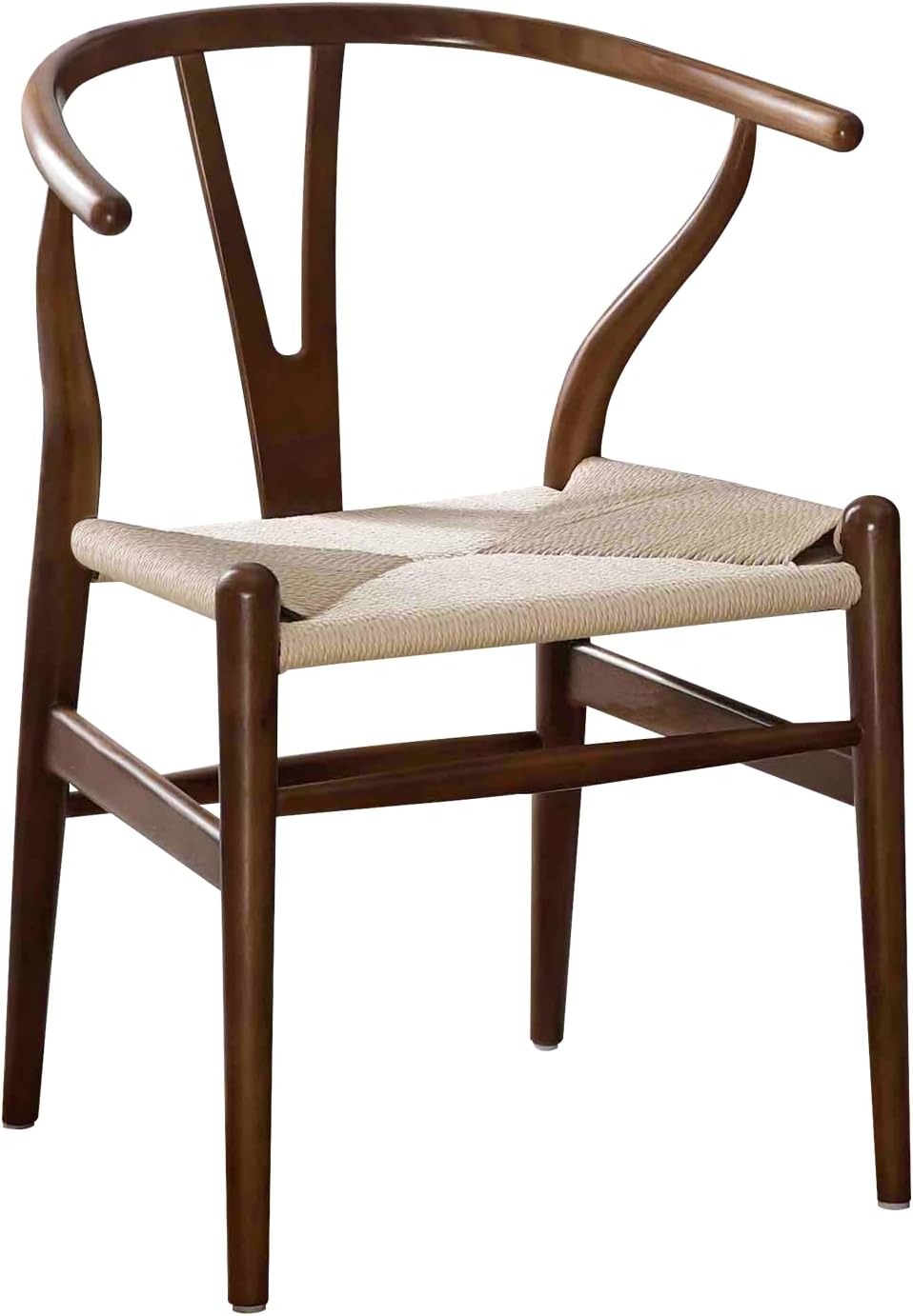 Y Wishbone Chair, Solid Ash Wood Dining Chair (Walnut) | Handwoven Paper Cord Seat, 300 LBS Capacity, Non-Slip Felt Pads, Curved Armrests, Ergonomic Y Back, Fully Assembled
