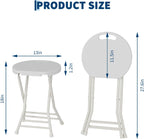 Garvee Folding Stool, Backless 18-Inch Stool, Portable with Handle, Foldable Bar Stool, Anti-Slip Feet, 600Lbs Capacity, for Bar Stools Kitchen Home Indoor and Outdoor Use (White-2, 18)