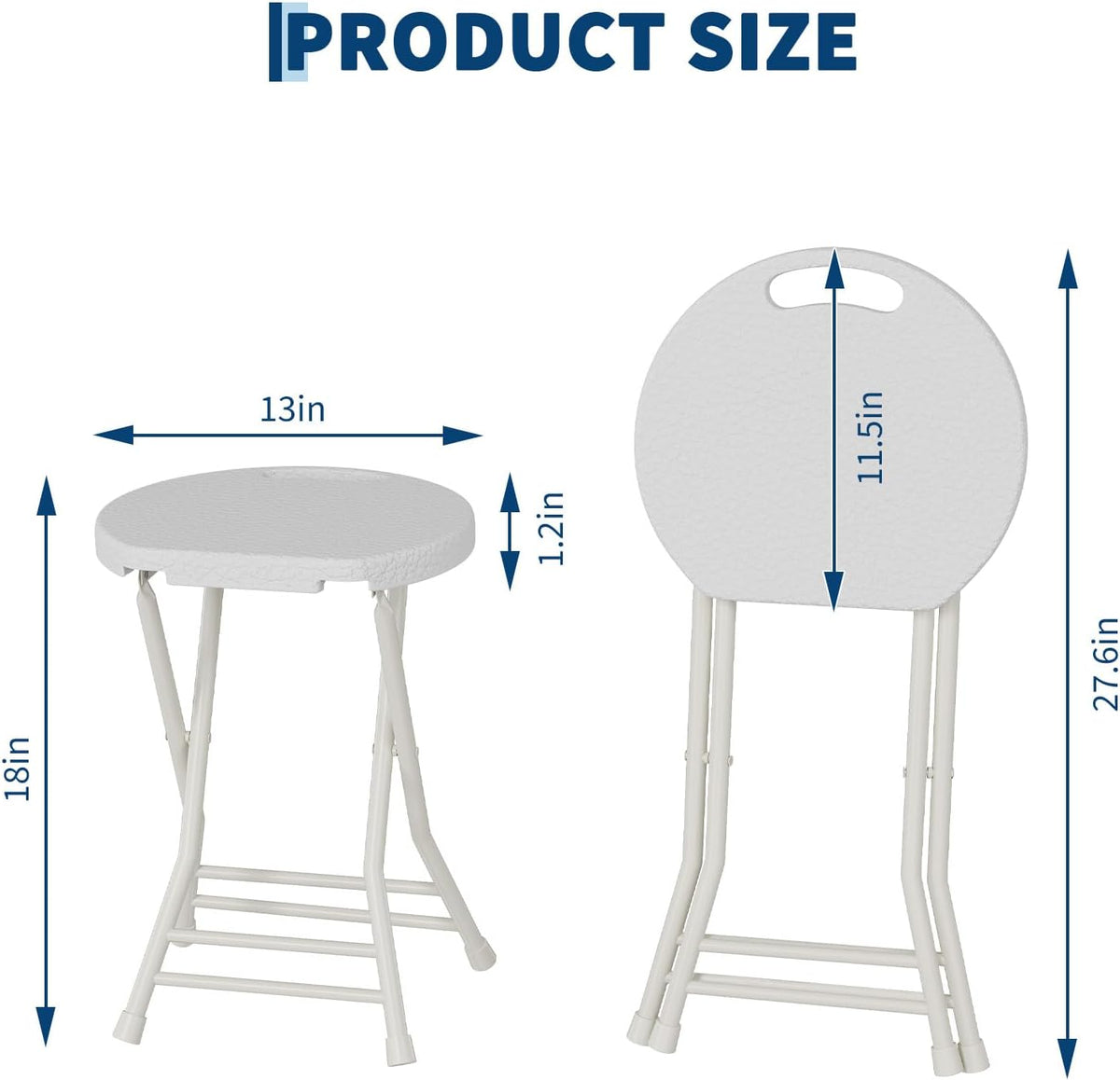 Garvee Folding Stool, Backless 18-Inch Stool, Portable with Handle, Foldable Bar Stool, Anti-Slip Feet, 600Lbs Capacity, for Bar Stools Kitchen Home Indoor and Outdoor Use (White-2, 18)