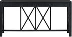 Farmhouse 60'' Console Table Sofa Table with 4 Spacious Drawers and Open Bottom Storage, Modern Crisscross Design Entryway Table for Living Room,Kitchen,Dining Room (Black-X)