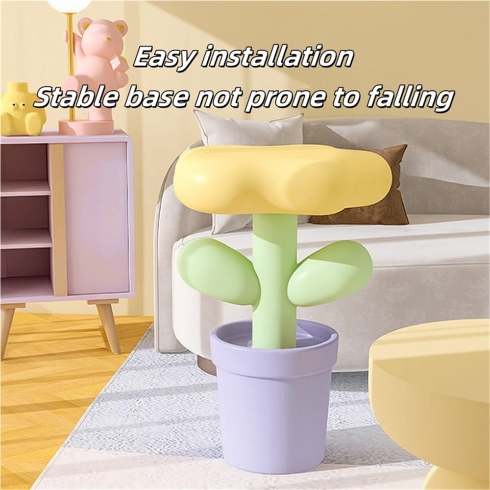 Resin Flower-Shaped Side Table, Distinctive End Table for Apartment Decor, Funky Coffee Table, Cute Small Nightstand for Bedroom, Living Room(Yellow)