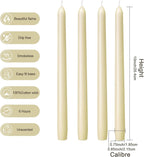 Everymoment Ivory Taper Candles - 4 Pack 10 Inch Candlesticks - Dripless & Smokeless Tapered Candle 8 Hours Unscented Cream Candle Sticks - Perfect for Wedding Holiday Dinner Party Home Decor