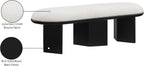 Meridian Furniture 22005Cream Wilshire Collection Art Deco Bench with Luxurious Cream Boucle Fabric and Rich Solid Wood with Black Finish, 57.5" W x 20" D x 18" H, Cream