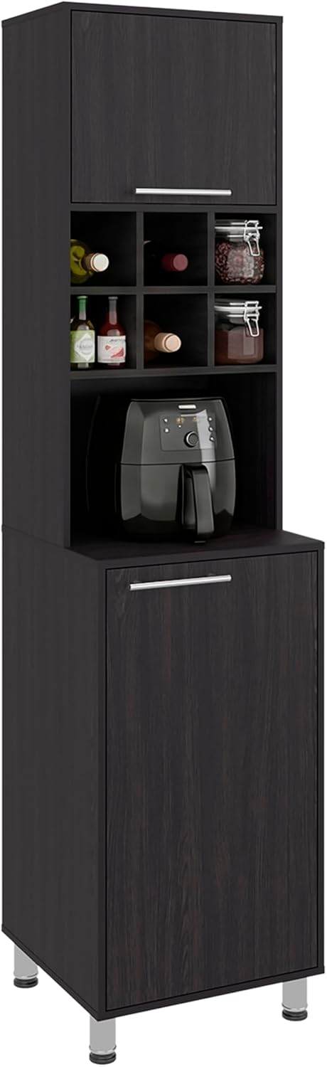 Attica Tall Kitchen Pantry Cabinet, 80.3" High Freestanding Double Door Storage Cabinet with 6 Cubbies and 4 Shelves, Modern Large Kitchen Storage Cabinet for Kitchen and Dining Room, Dark Brown