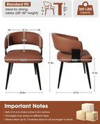 Dining Chairs Set of 4, Modern Faux Leather Kitchen Chairs
