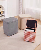 Storage Ottoman with Linen Removable Cover,Square Foot Rest Stool Hinged Lid Upholstered Padded Seat for Living Room Bedroom,Home Decor Ottoman (Green,Large)