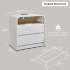 Aitjunz 25" Tall Modern Nightstand, Wood Curved Bedside Table, White