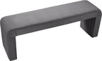 Meridian Furniture Minimalist Collection Modern | Contemporary Velvet Upholstered Bench, 53" W x 14.75" D x 18.25" H, Grey